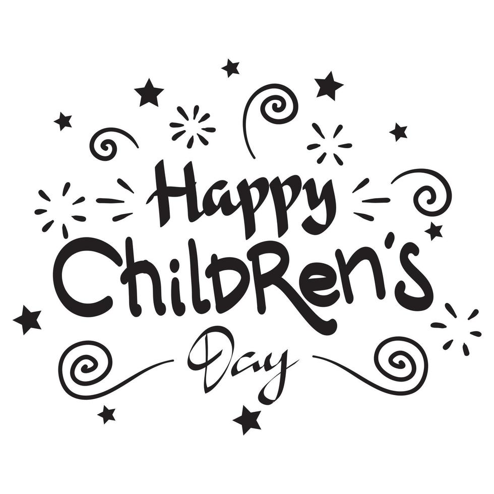 Vector illustration. Happy Children's day handwritten lettering. Happy Children's day typography vector design for greeting cards and poster. Design template celebration.