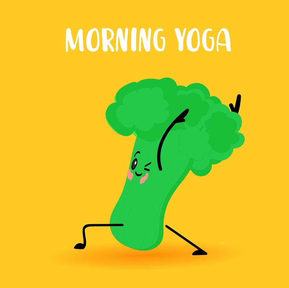 Broccoli goes in for sports. Vegetable character. vector