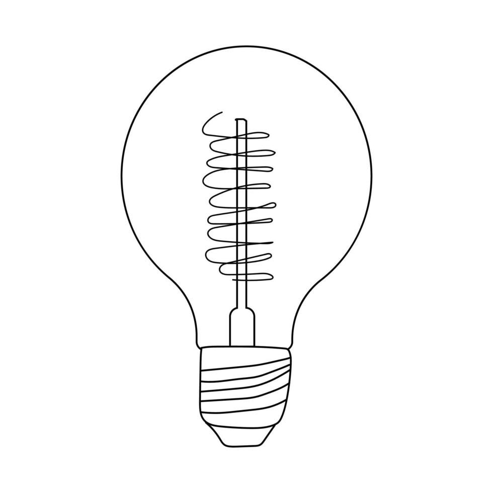 icono de bombilla. ilustración de fideos vectoriales de una bombilla incandescente. bombilla de bajo consumo vector