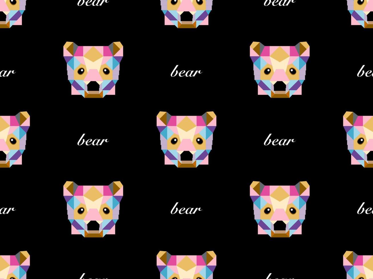 Bear cartoon character seamless pattern on black background vector