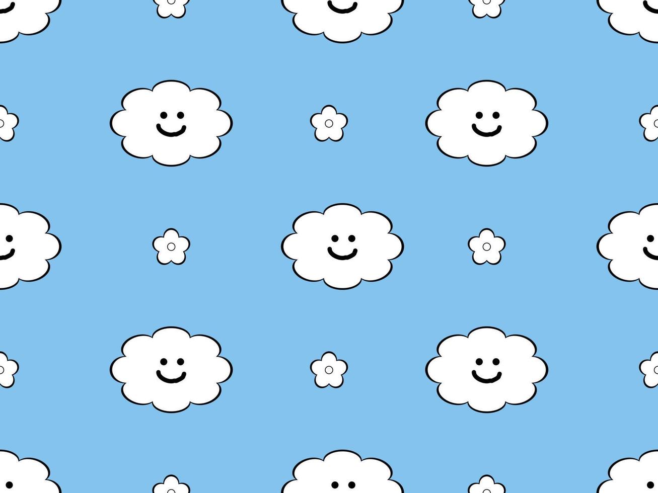 Cloud cartoon character seamless pattern on blue background vector