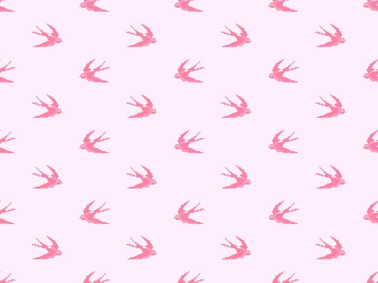 Bird cartoon character seamless pattern on pink background. vector