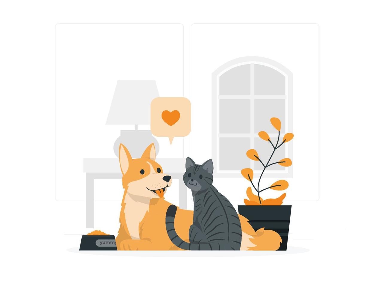 Vector Dog And Cat Flat Design