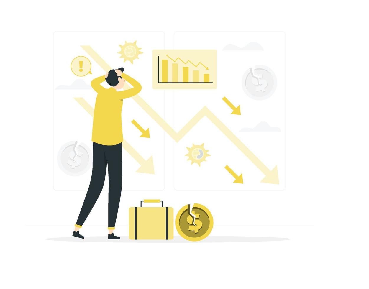 Economic crisis concept falling financial vector