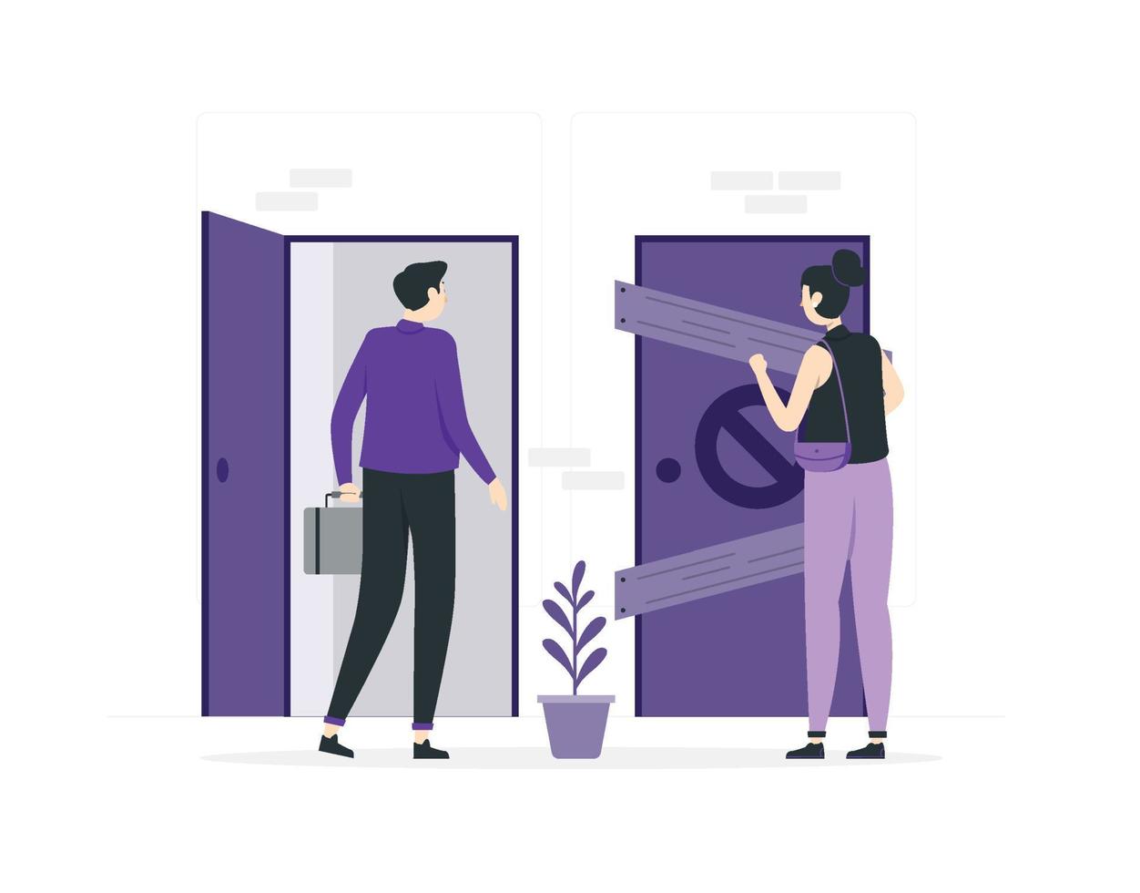 business inequality between man and women flat design vector