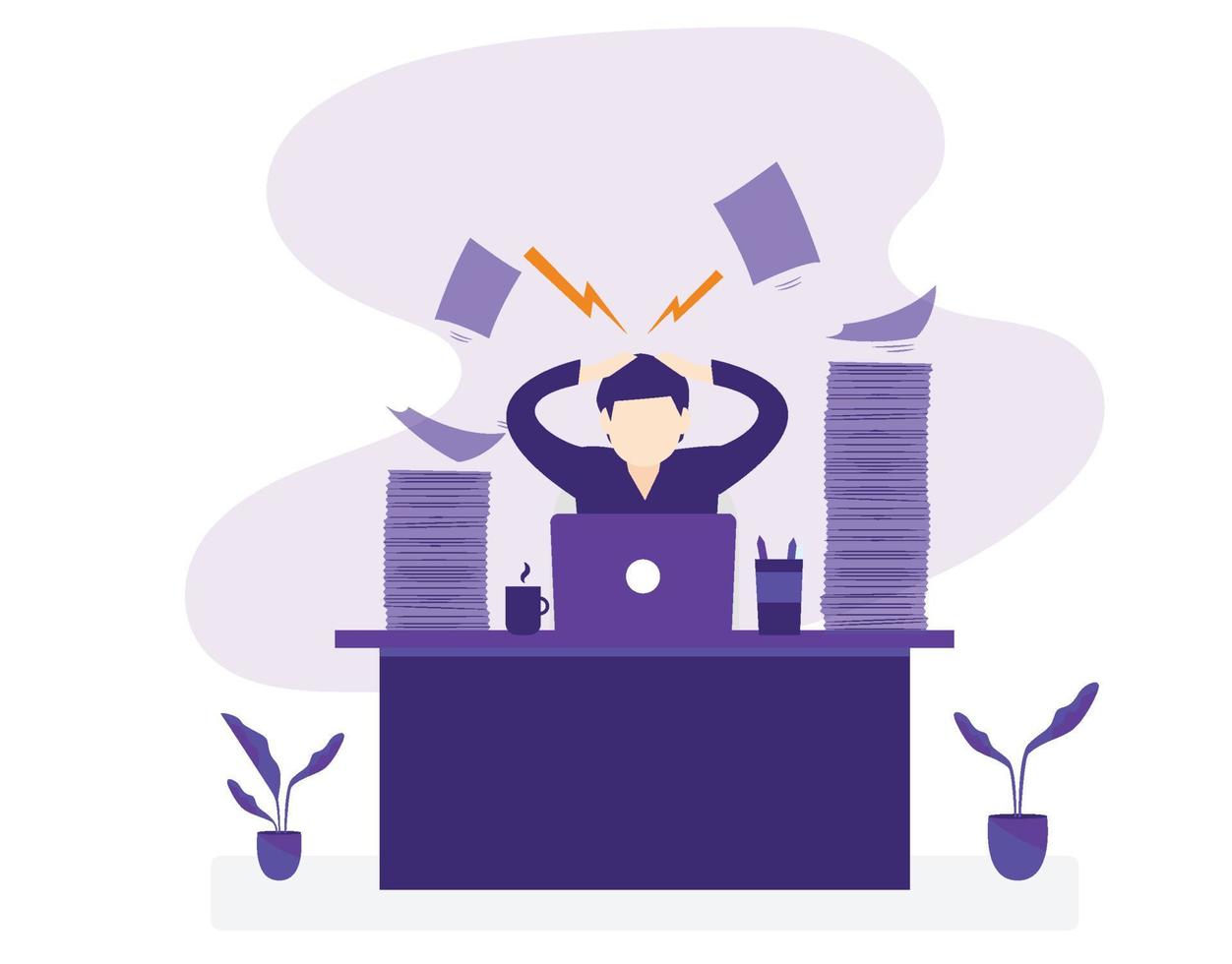 Busy and head holding businessman vector
