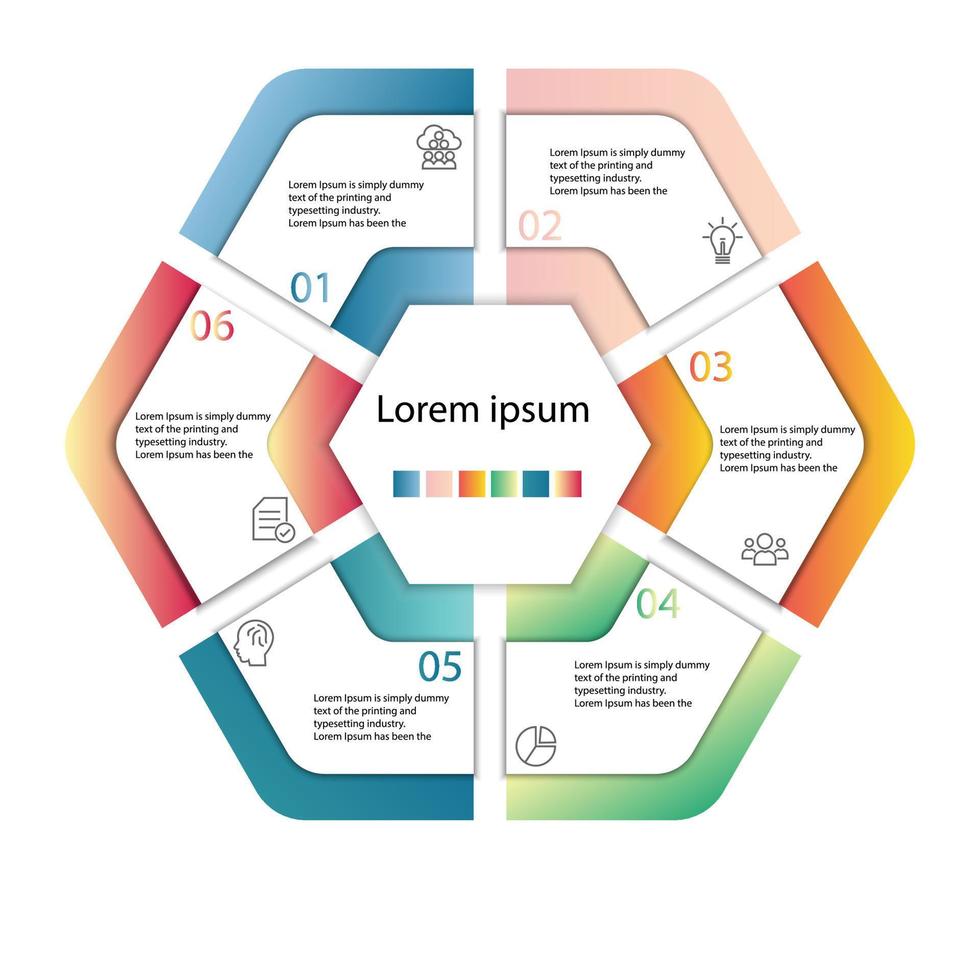 paso de concepto de proceso de plantilla de vector de hexágono infográfico para estrategia y educación