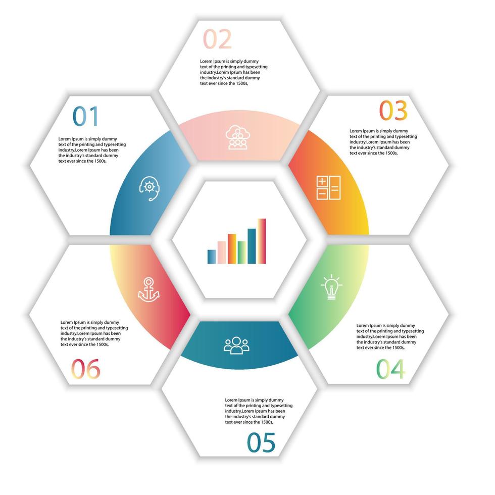 Abstract elements Infographic Hexagon shape data vector Template Process concept Step for strategy and information education