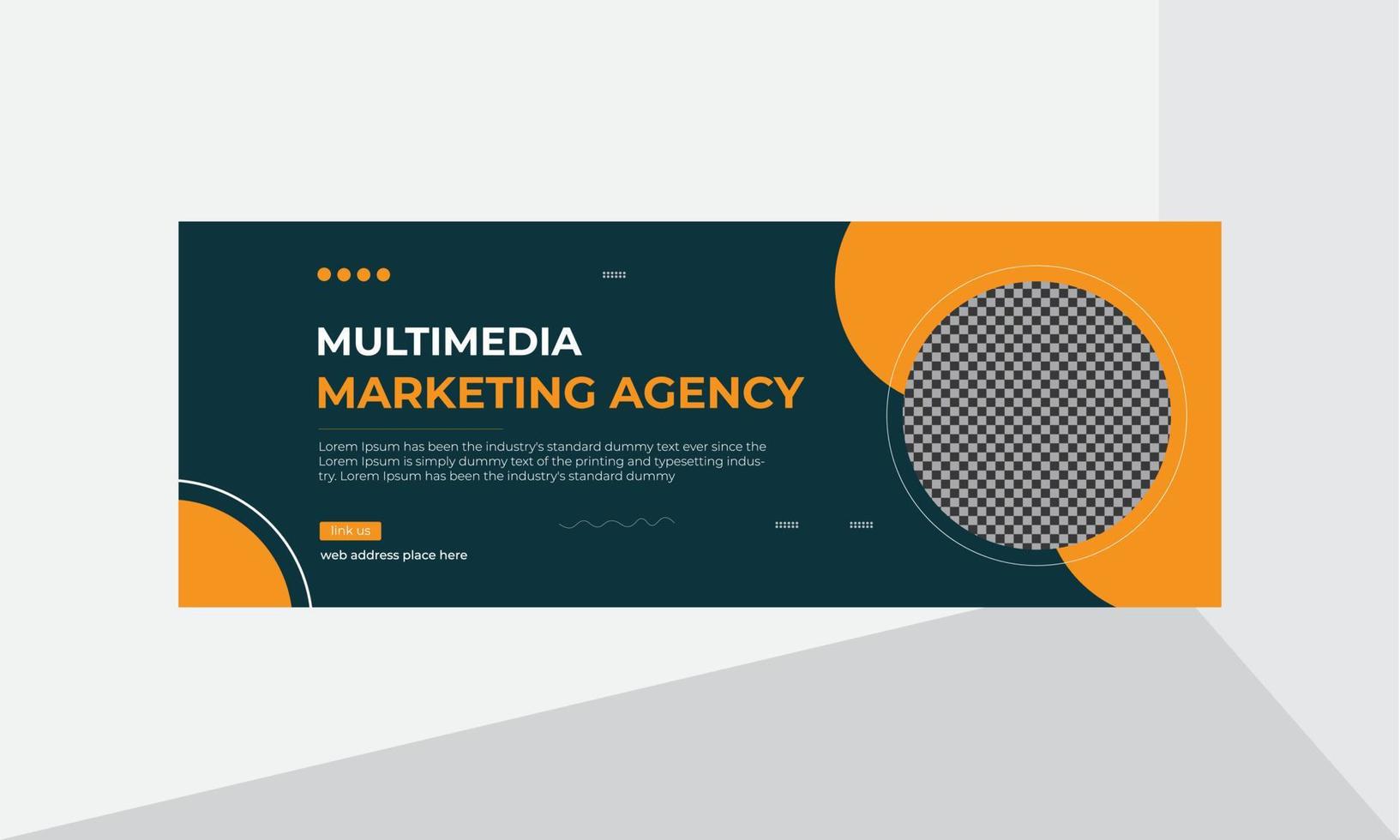 Multimedia marketing agency Facebook cover design template vector