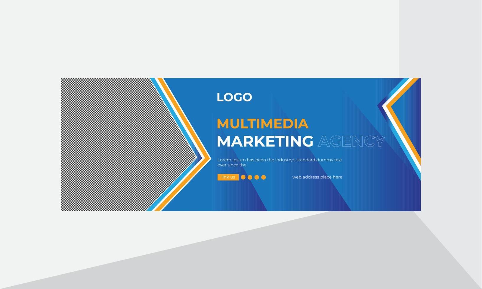 Multimedia marketing agency Facebook cover design template vector