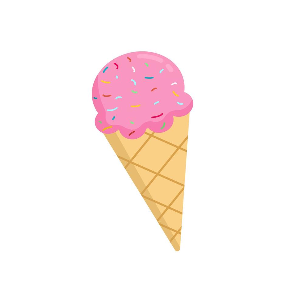 ilustración de helado rosa aislado sobre fondo blanco. vector