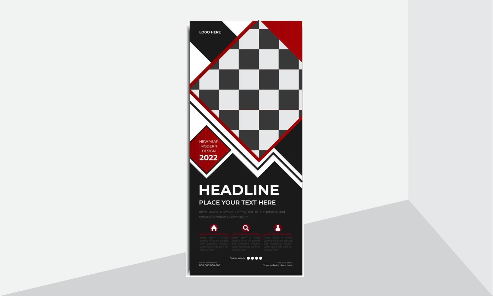 negocio moderno roll up pull up banner standee diseño vector plantilla