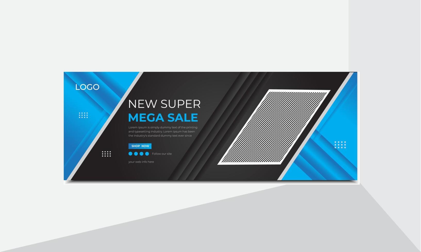 New super mega sale Facebook cover design template vector