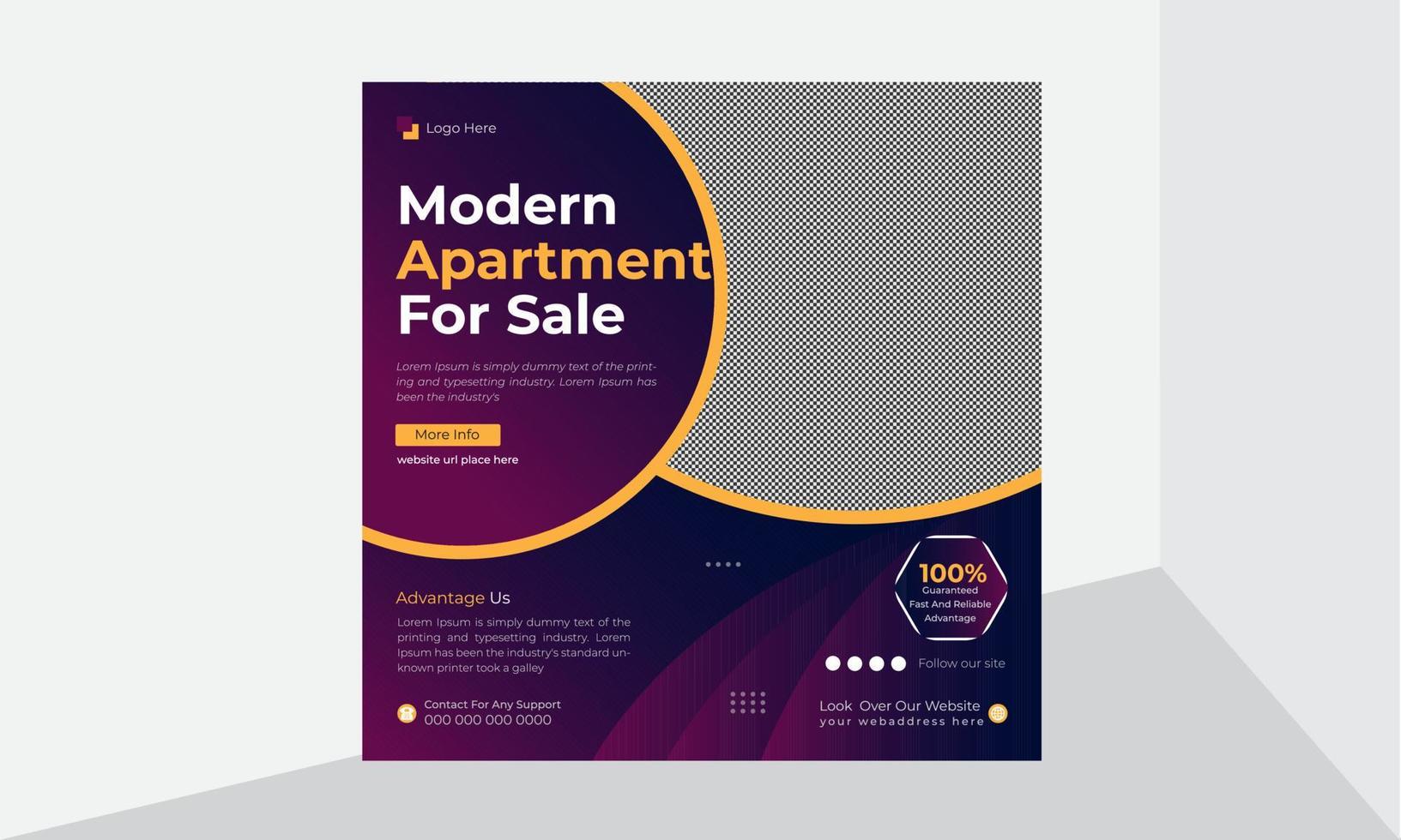 Modern Apartment home for sale social media Instagram post  design template vector