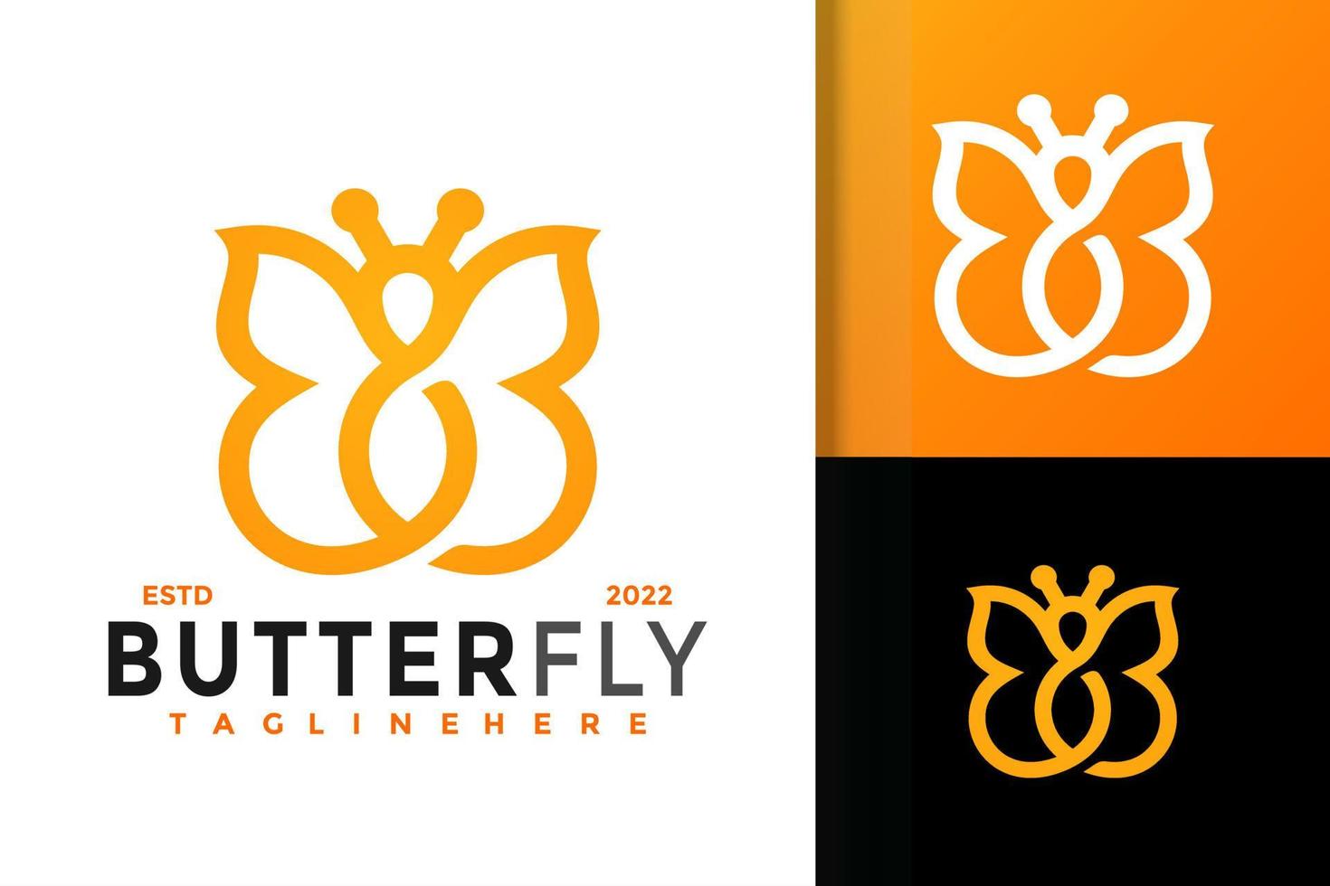 diseño de logotipo de línea de mariposa simple, vector de logotipos de identidad de marca, logotipo moderno, plantilla de ilustración vectorial de diseños de logotipo