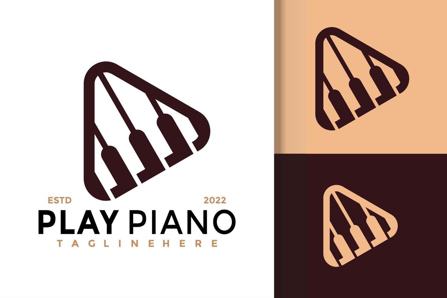 diseño de logotipo de piano play media, vector de logotipos de identidad de marca, logotipo moderno, plantilla de ilustración vectorial de diseños de logotipos