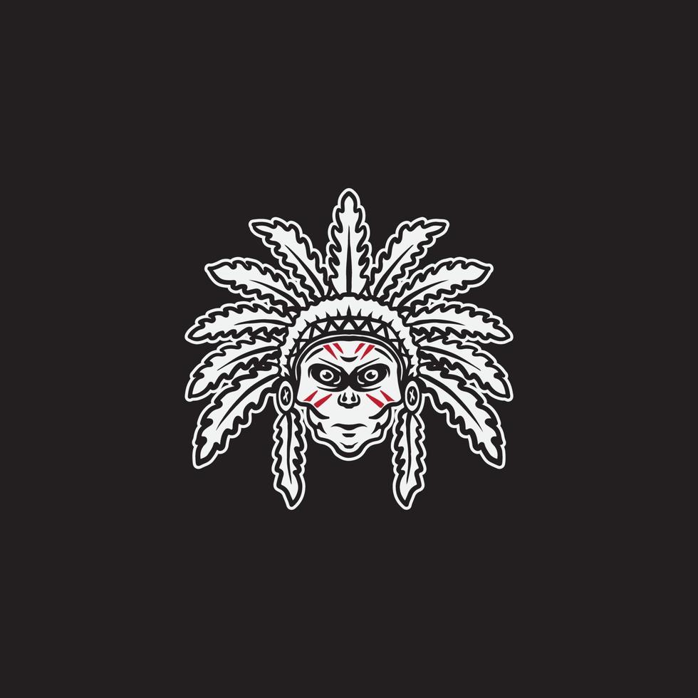 Native american drawing illustration. Badge design. vector