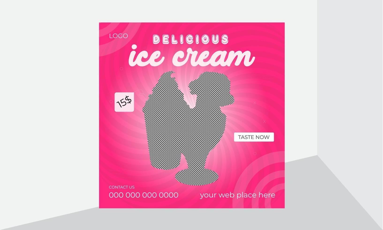 Special and Delicious food  Ice-cream Social Media Poster and banner template vector