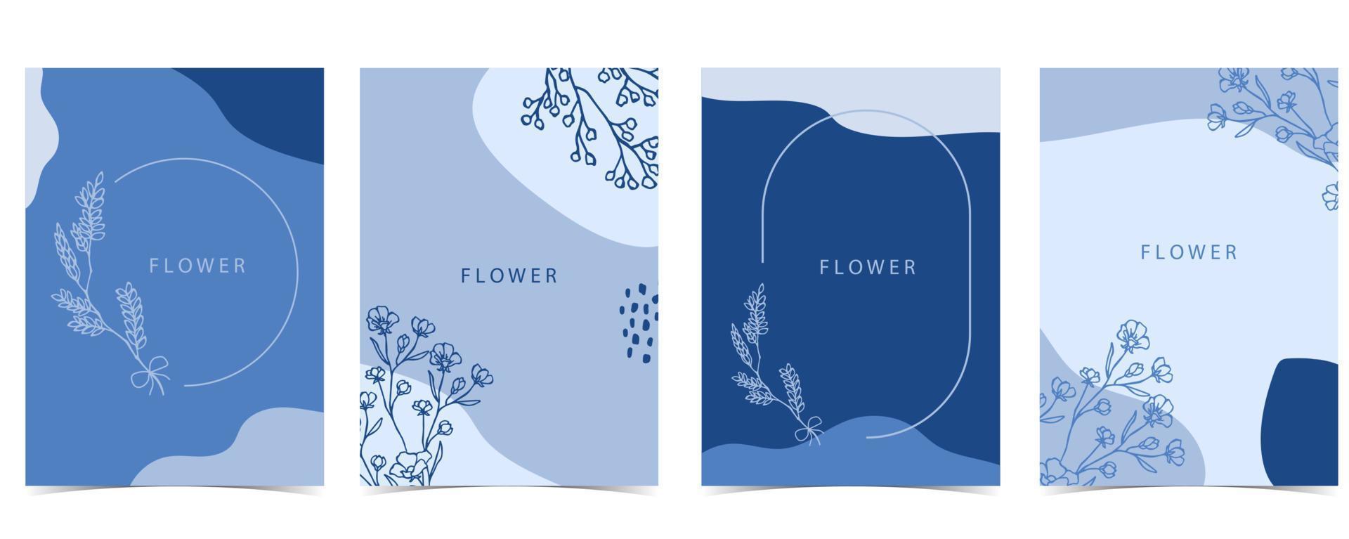 invitación de baby shower azul con flor. invitación de cumpleaños vectorial para niños y bebés vector