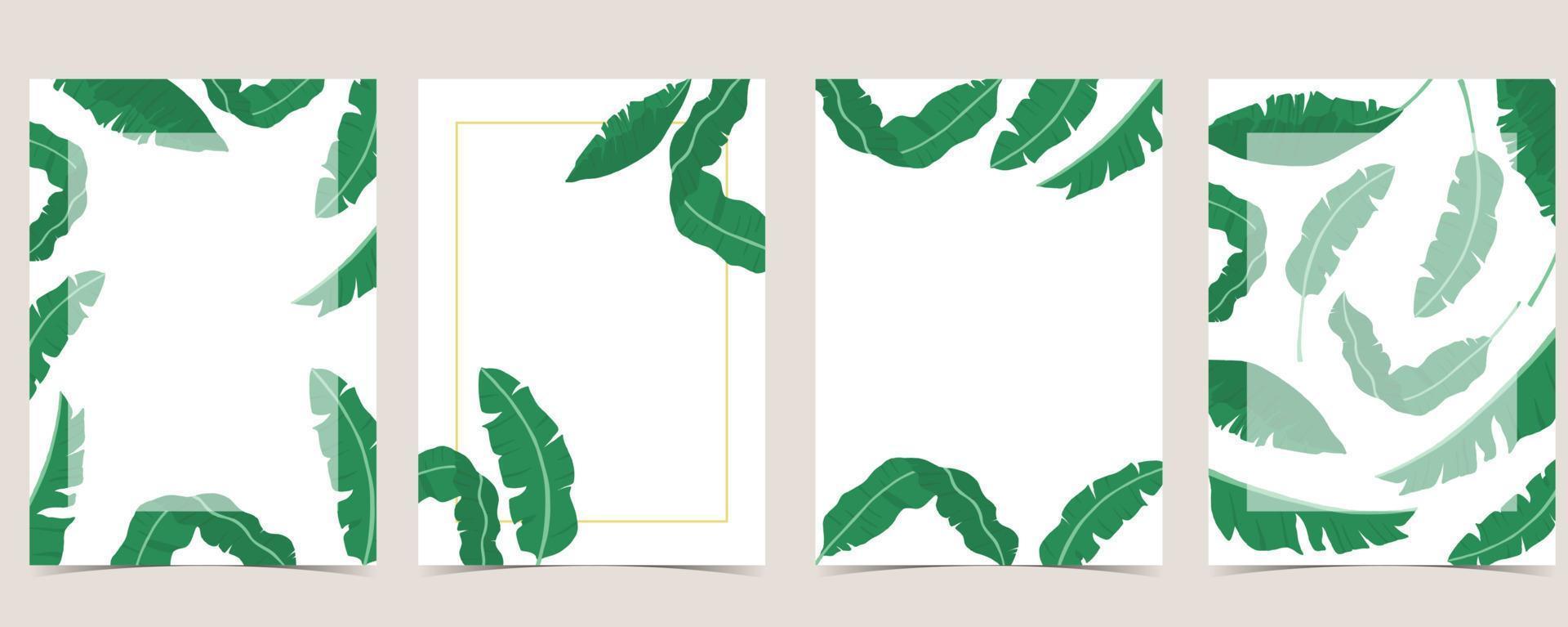 green banana leaf  background for postcard vector