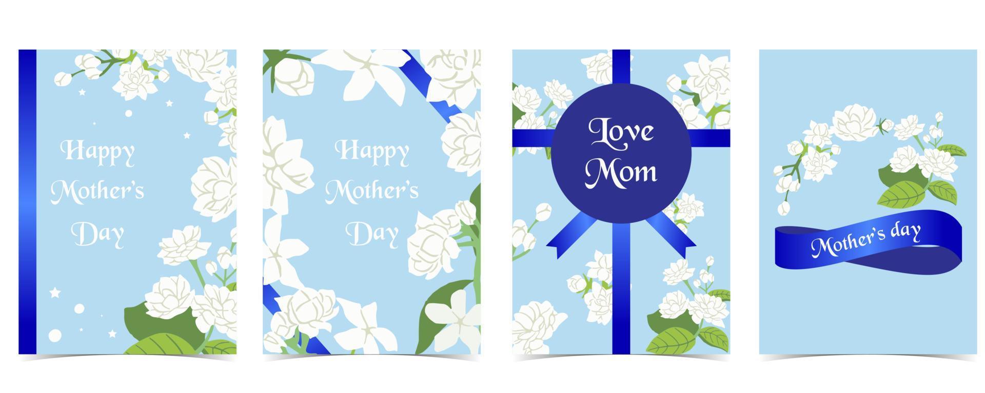 mother's day invitation with jasmine vector