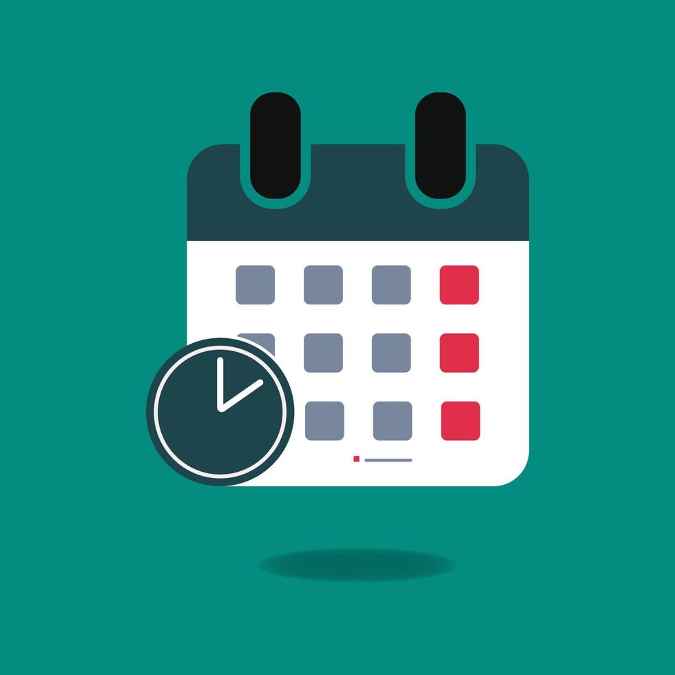 Calender and clock icon, schedule concept vector illustration