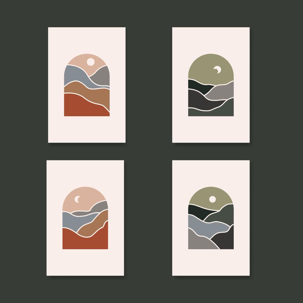 Ilustración de vector de carteles de paisaje contemporáneo abstracto moderno