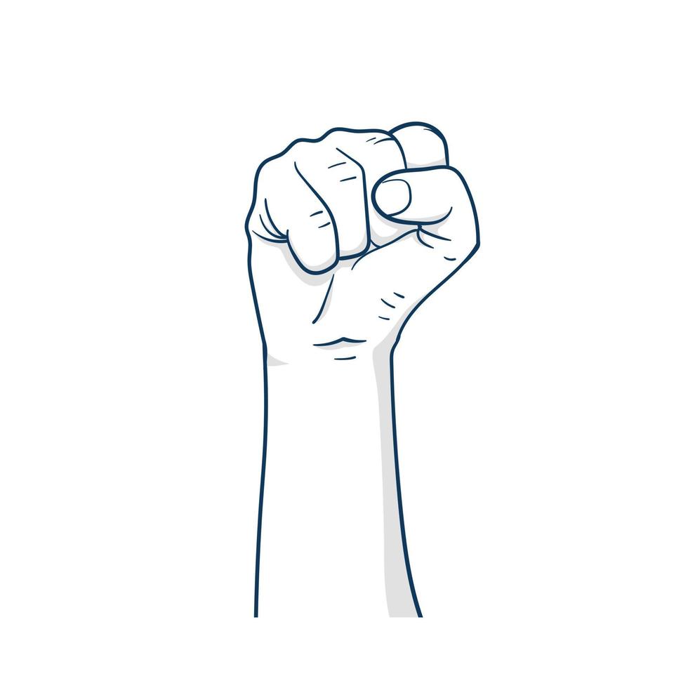 Raised hand showing a fist, a symbol of strength and superiority, success, struggle illustration vector