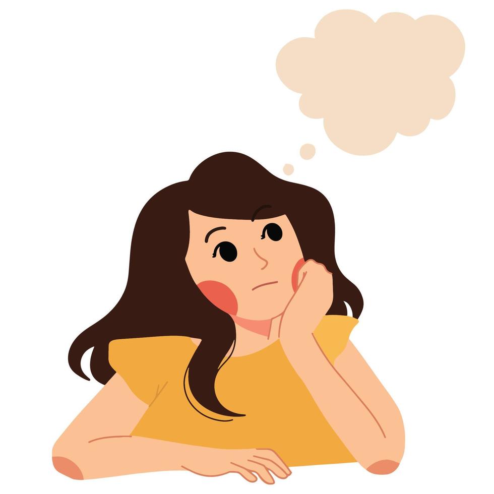 woman having a daydream and thinking illustration vector