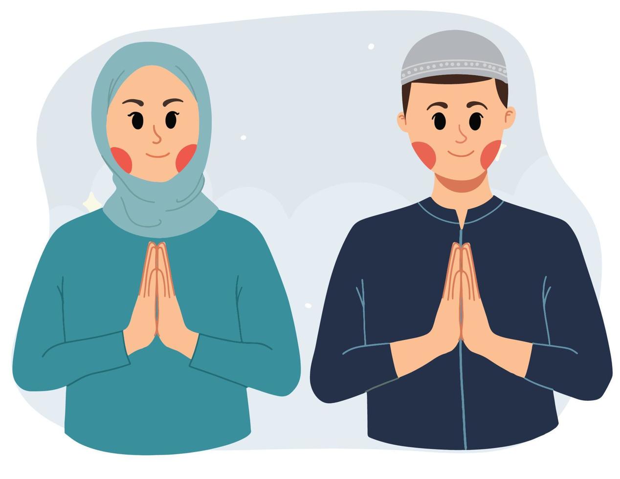 Ramadan Moslem Hijab Women and Men Illustration vector