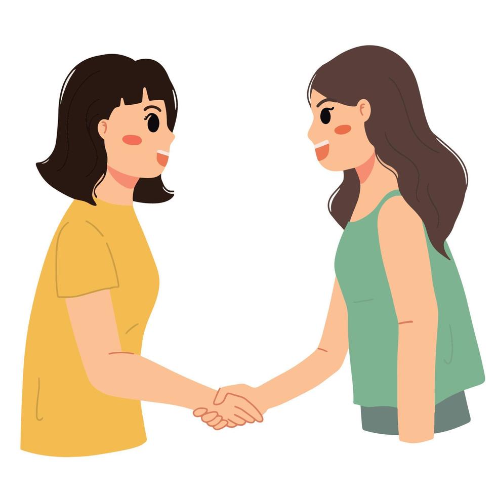 handshaking woman greeting others illustration vector