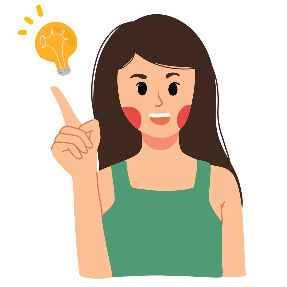 woman having a good idea with light bulb illustration vector