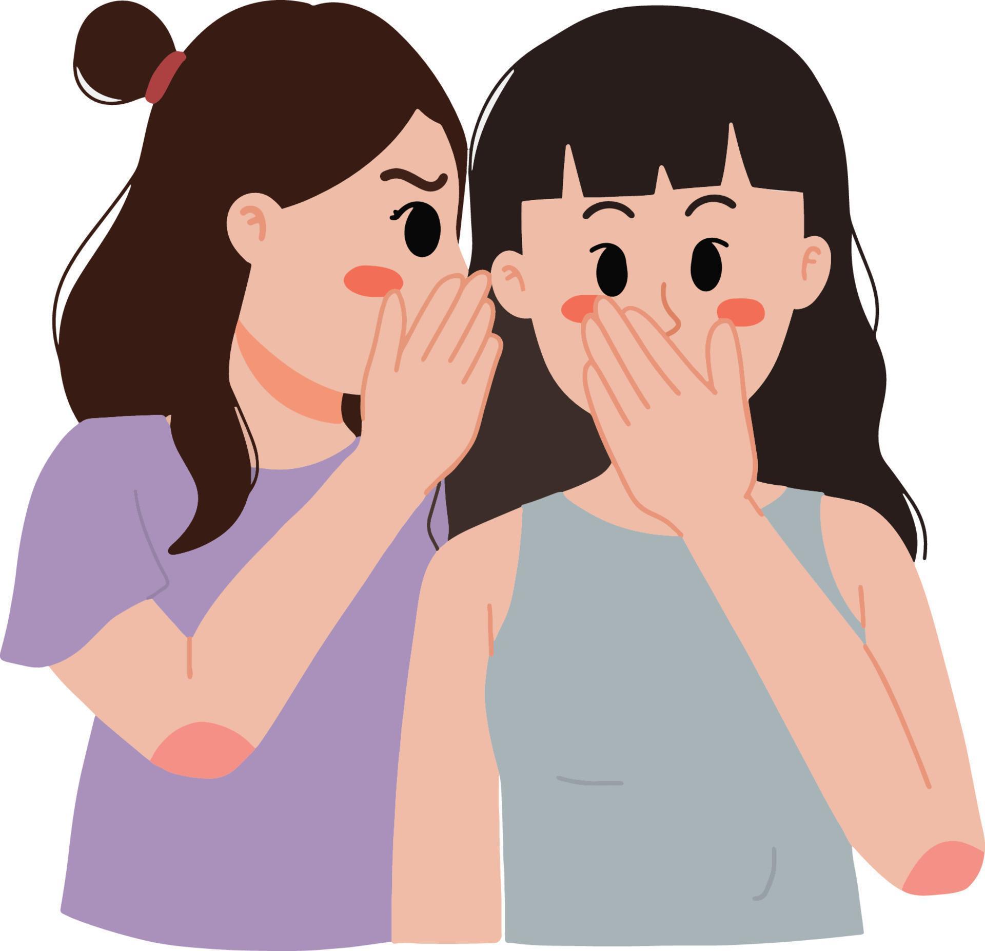 two friends gossip and whispering to other shocked woman illustration ...