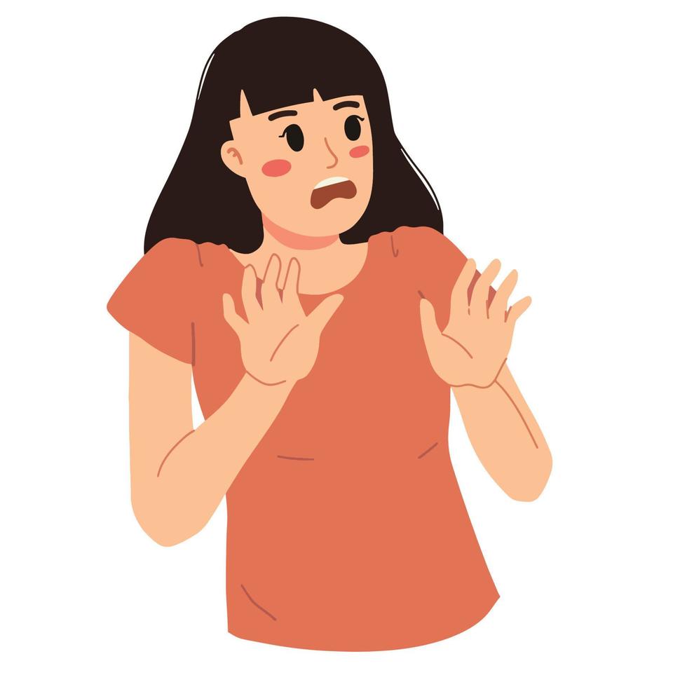 shock and surprised woman with terrified face illustration vector
