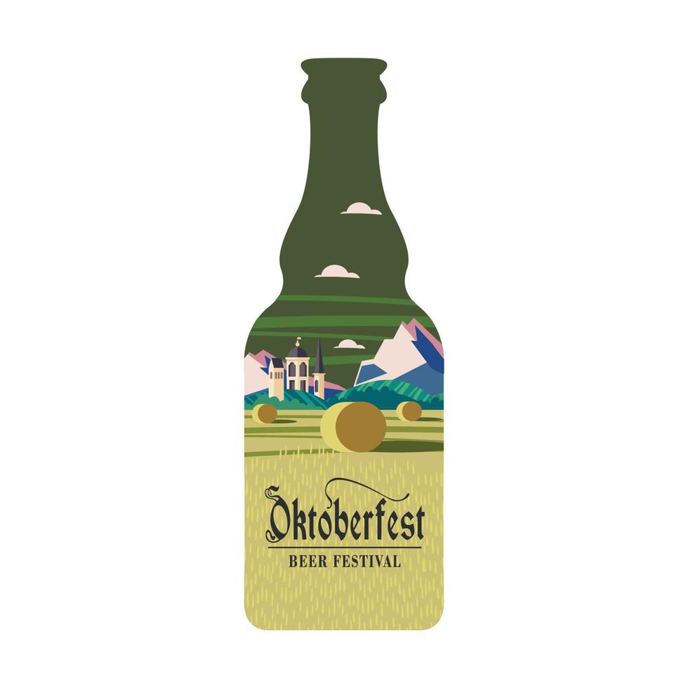 A bottle of beer. Vector colorful illustration. Beer festival, Oktoberfest.