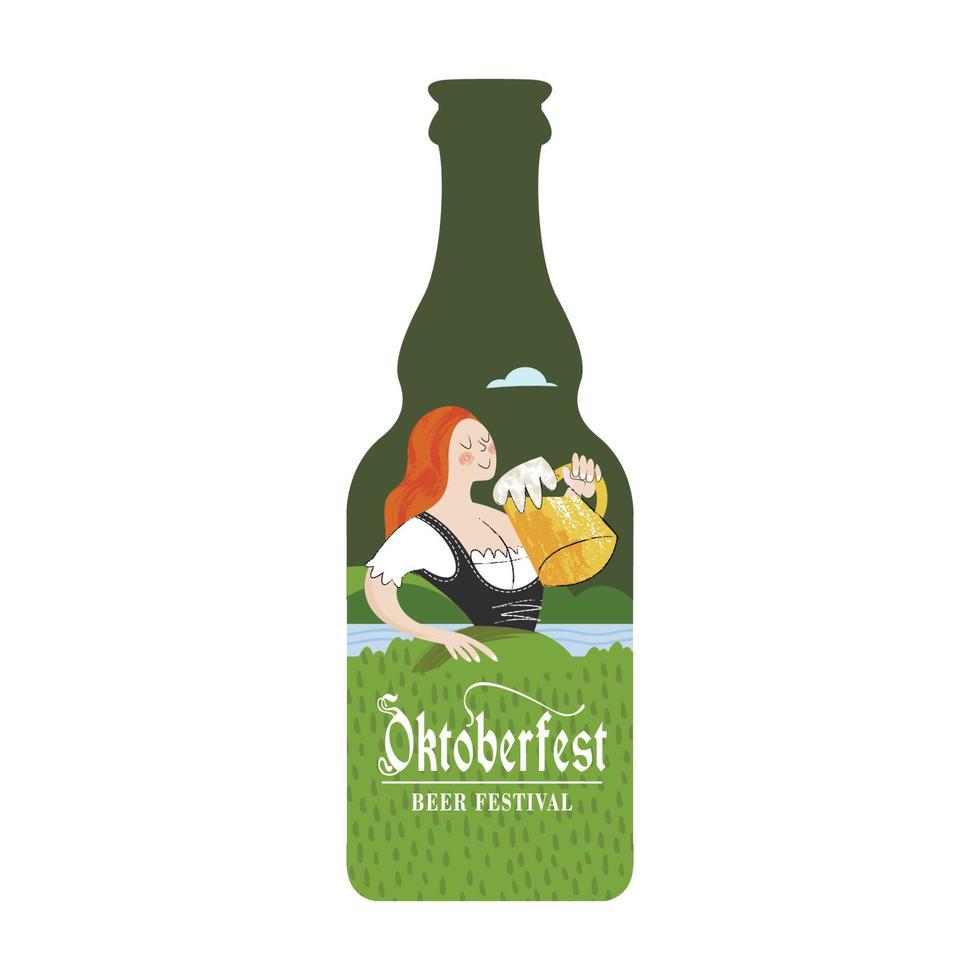 A bottle of beer. Vector colorful illustration. Beer festival, Oktoberfest.