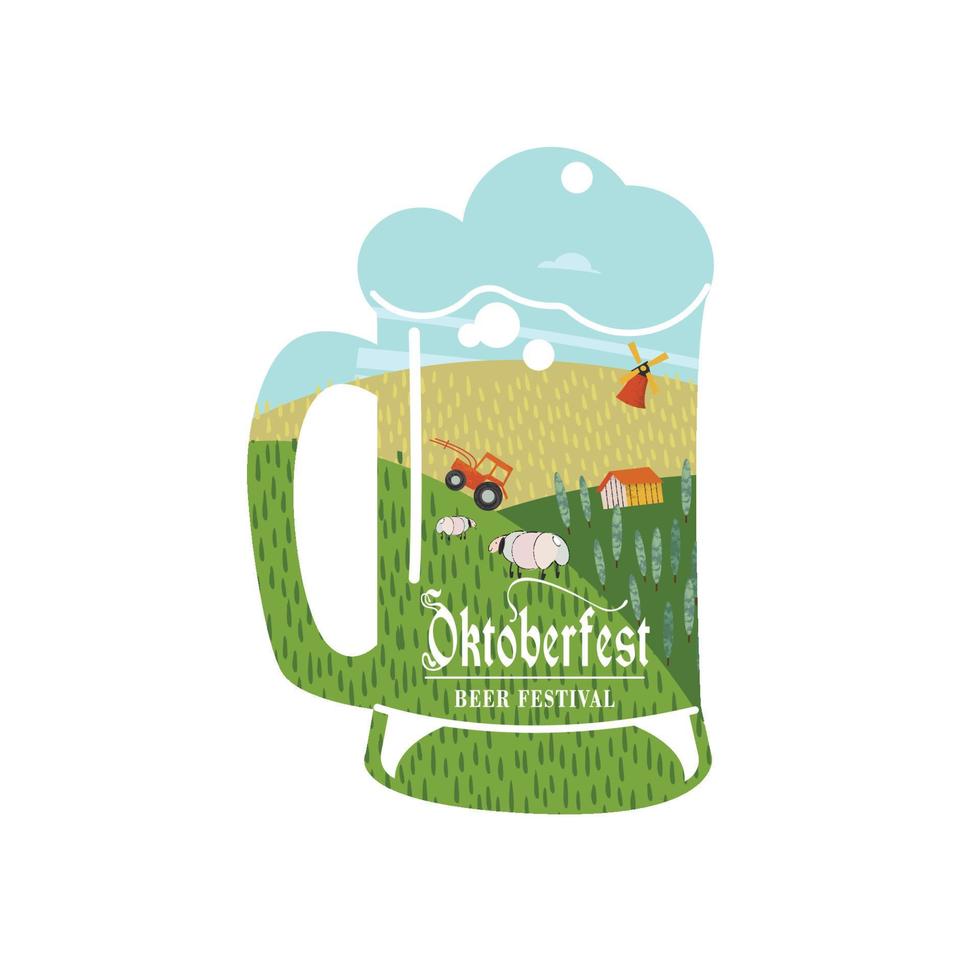 A beer mug. Vector illustration for the Oktoberfest beer festival