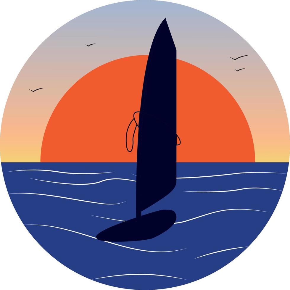 surf at sunset vector