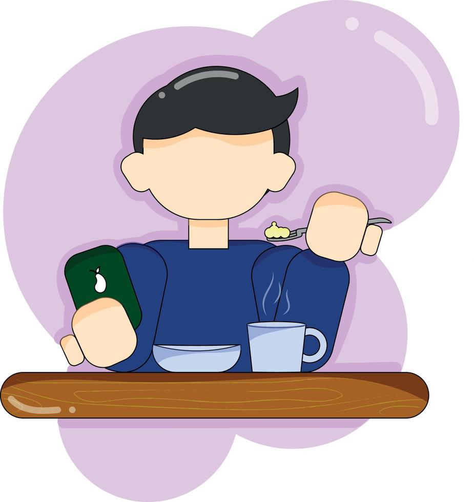 a young man on his lunch break vector