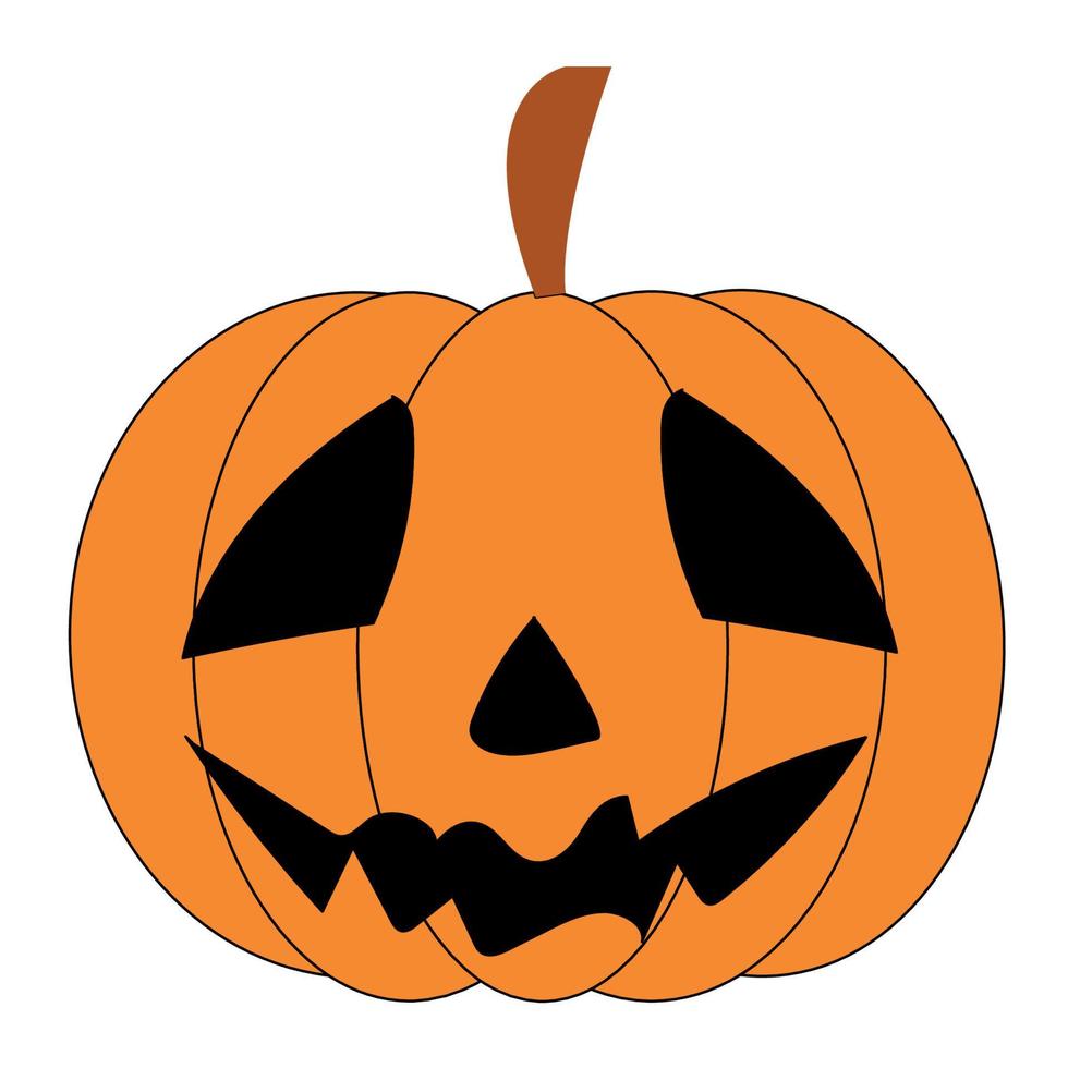 icono de calabaza de Halloween. vector. símbolo de otoño. diseño plano. calabaza aterradora de halloween con sonrisa, cara feliz. silueta de calabaza naranja aislada sobre fondo blanco. ilustración colorida de dibujos animados. vector