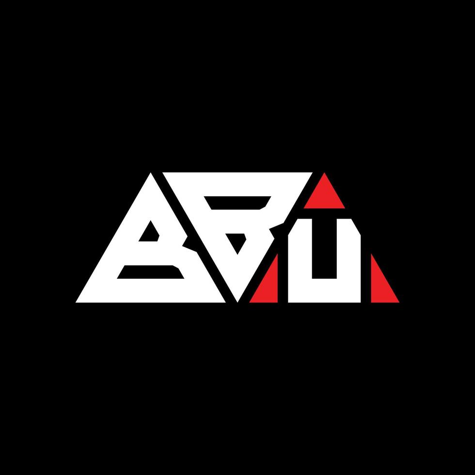BBU triangle letter logo design with triangle shape. BBU triangle logo design monogram. BBU triangle vector logo template with red color. BBU triangular logo Simple, Elegant, and Luxurious Logo. BBU