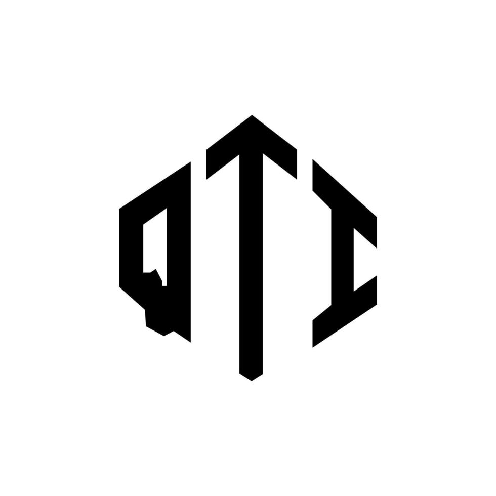 diseño de logotipo de letra qti con forma de polígono. diseño de logotipo en forma de cubo y polígono qti. qti hexágono vector logo plantilla colores blanco y negro. monograma qti, logotipo comercial e inmobiliario.