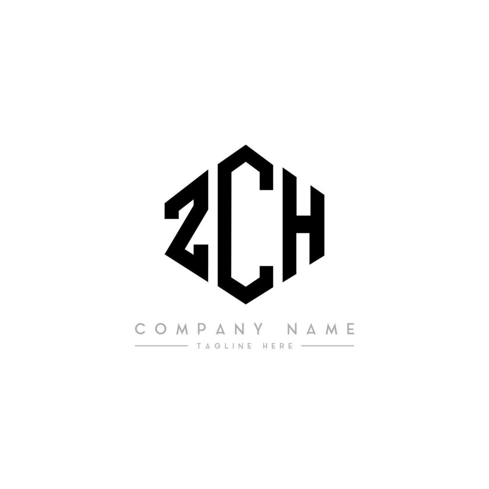 ZCH letter logo design with polygon shape. ZCH polygon and cube shape logo design. ZCH hexagon vector logo template white and black colors. ZCH monogram, business and real estate logo.