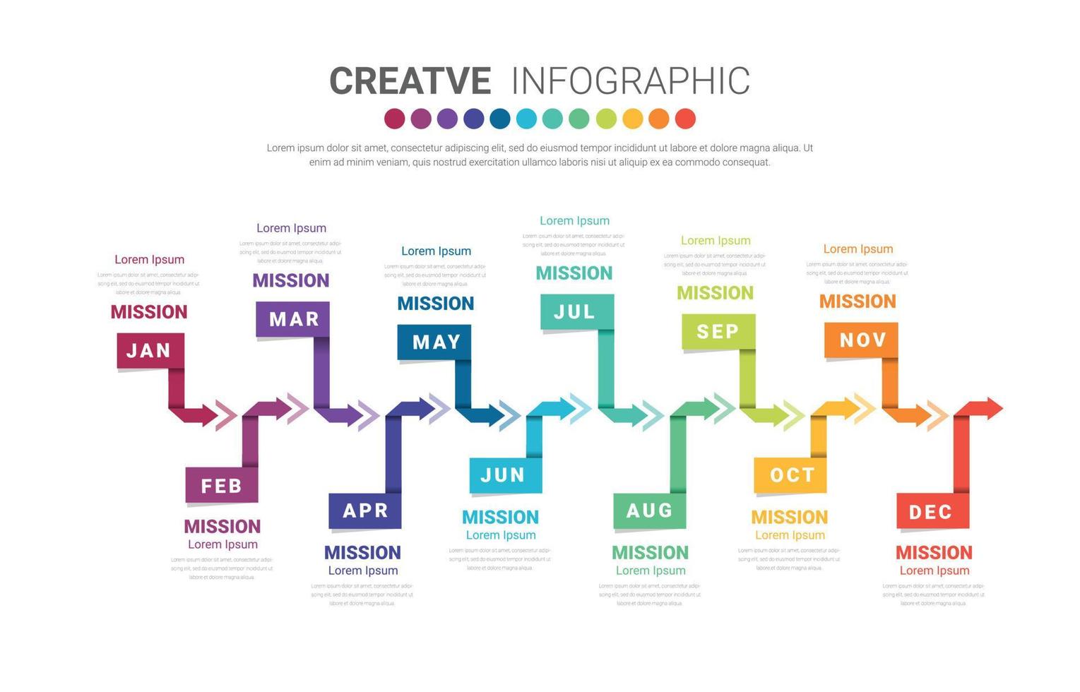 Presentation business infographic template for 12 months, 1 year, can be used for Business concept with 12 options vector