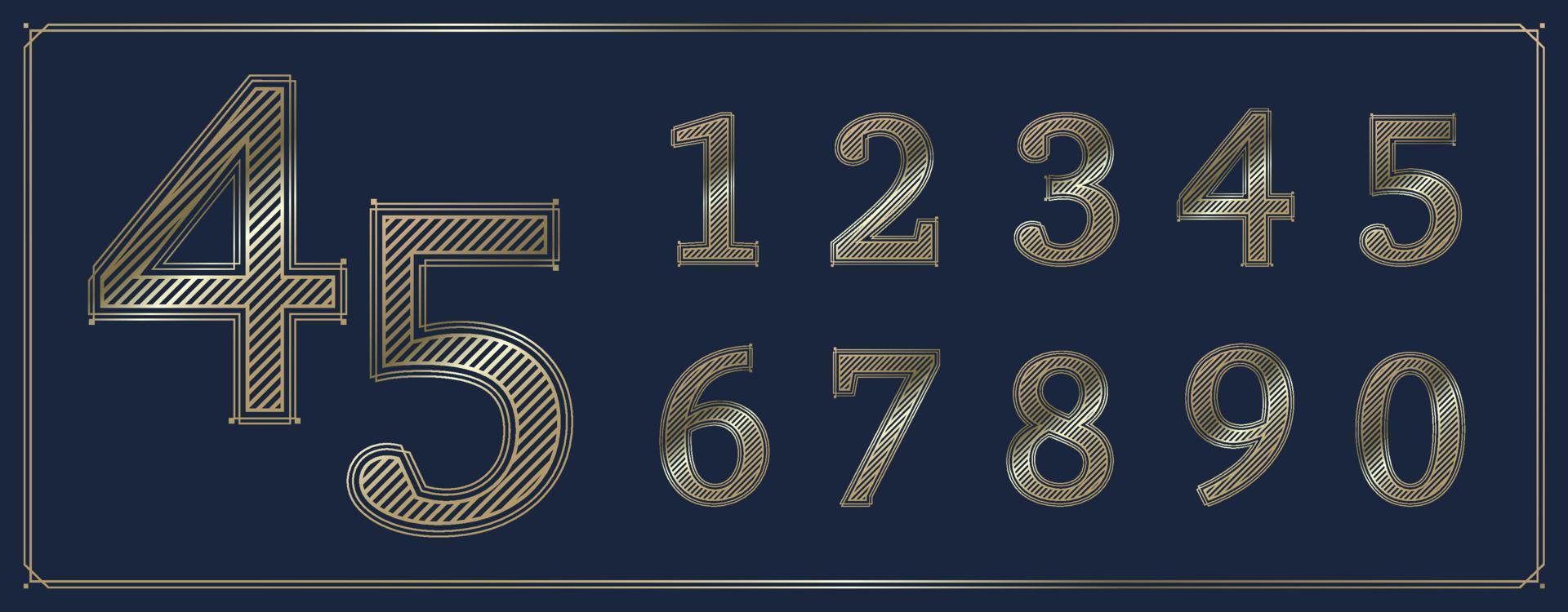 Luxury vintage golden alphabet number set vector