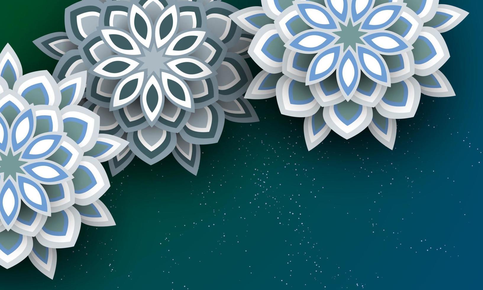 Diwali festival holiday design with paper cut style of Indian Rangoli and flowers. Vector illustration.