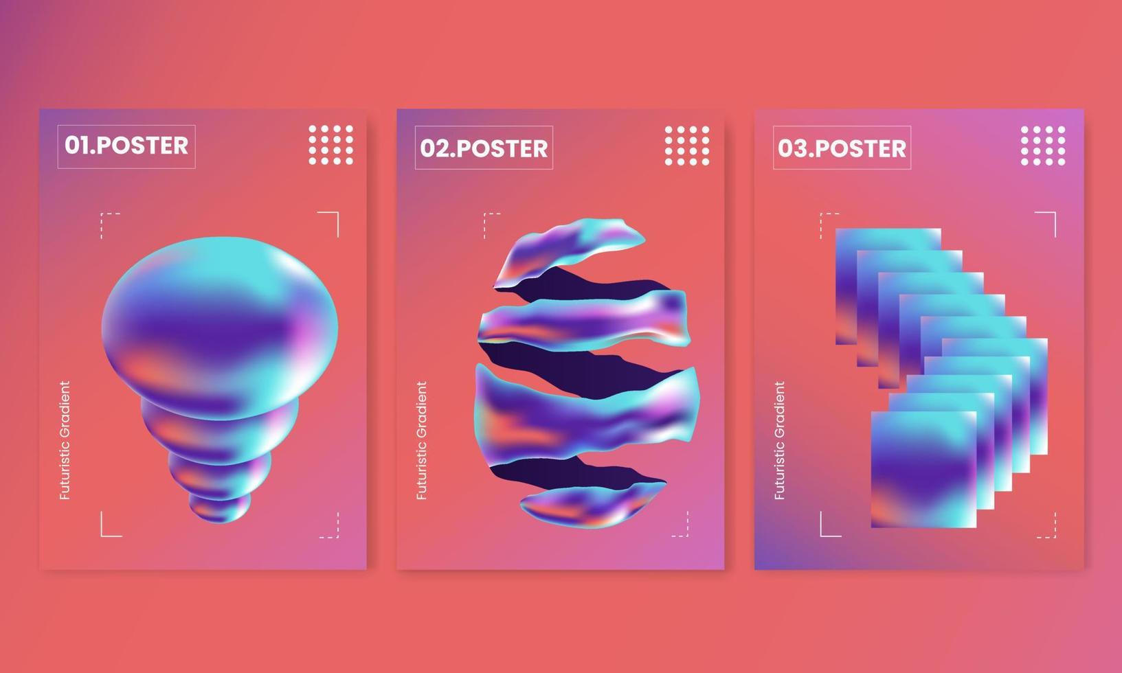 Set of vector abstract trendy, futuristic gradient illustrations, backgrounds for the cover of magazines about dreams, future, design, fancy, crazy electronic music poster.Modern club party flyer.