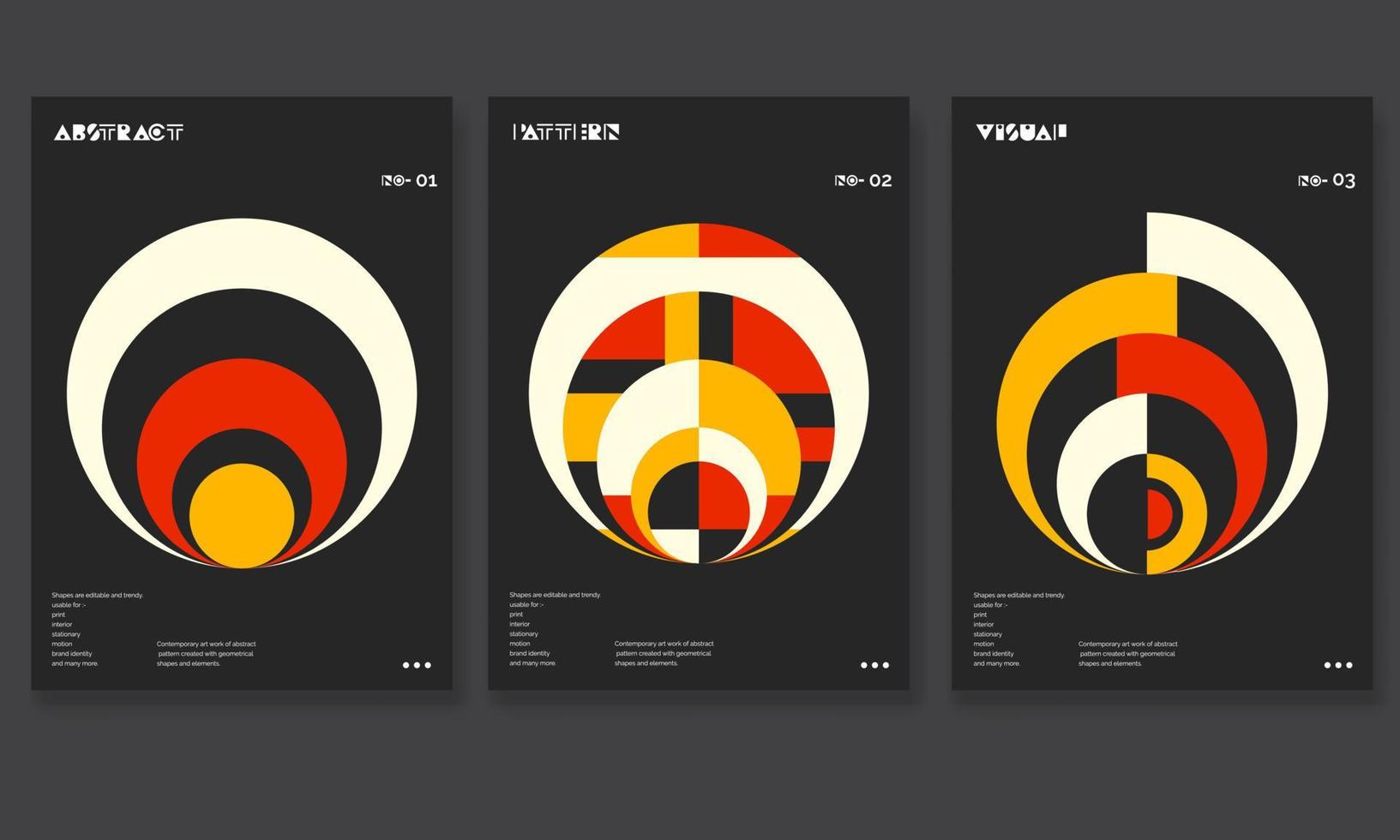 Modern  poster design collection in neo geometric style. Made with circular geometric shapes. Useful for poster art, website,headers,prints. vector