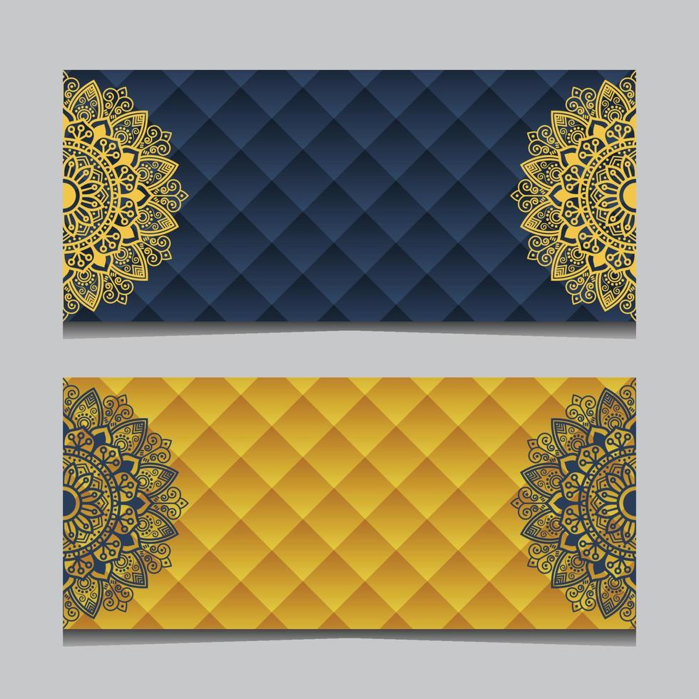 Facebook Cover Banner Background Set with Mandala and 3d Pattern vector