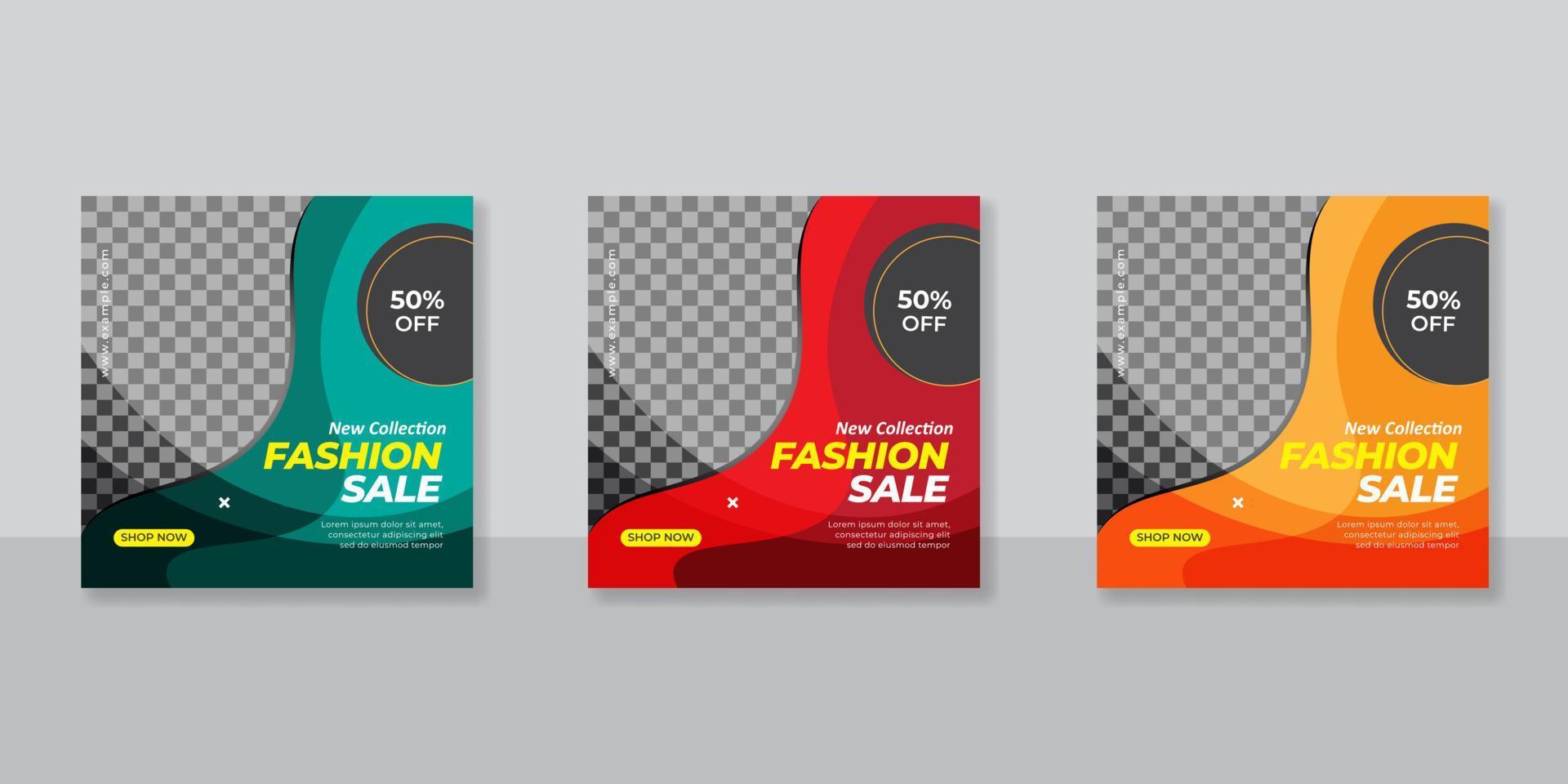 Modern promotion square web banner for fashion social media mobile apps. Elegant sale and discount promo backgrounds for digital marketing vector